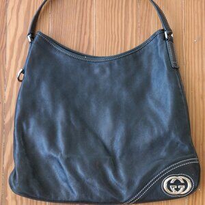Gucci Black Leather Medium Hobo Authentic